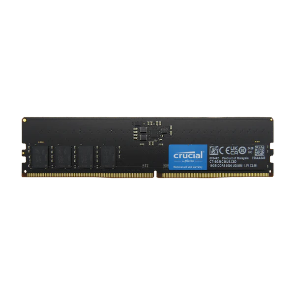 RAM PC DDR5 PC5-44800 16GB 5600MHZ CL46 1.1V DESKTOP CRUCIAL CT16G56C46U5 Garantía 5 Años