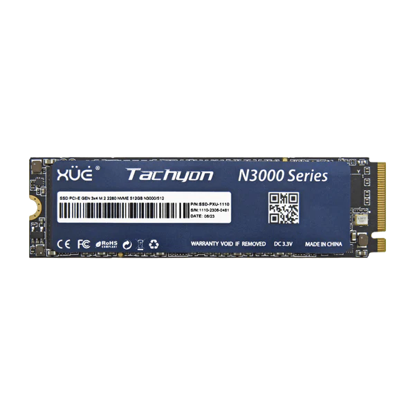 SSD PCI-E 3.0 M.2 2280 512GB NVME XUE® TACHYON N3000/512GB 3500/3100MB/S(TRAY PACKING) Garantía 3 Años