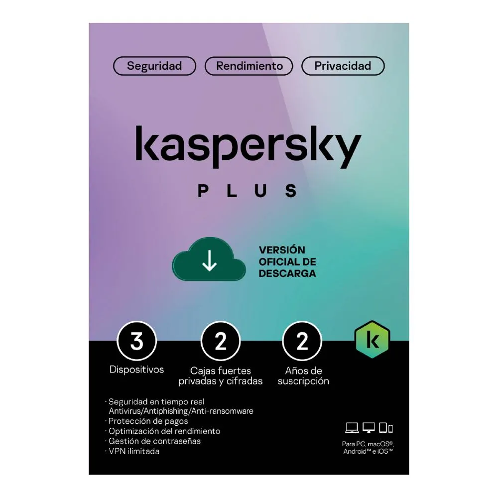 Kaspersky PLUS ESD 3 Dispositivo 24 Meses Base