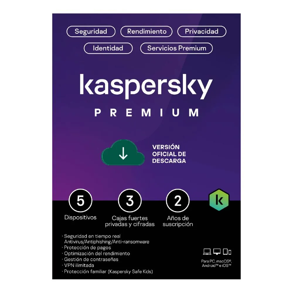 Kaspersky PREMIUM ESD 5 Dispositivo 24 Meses Base