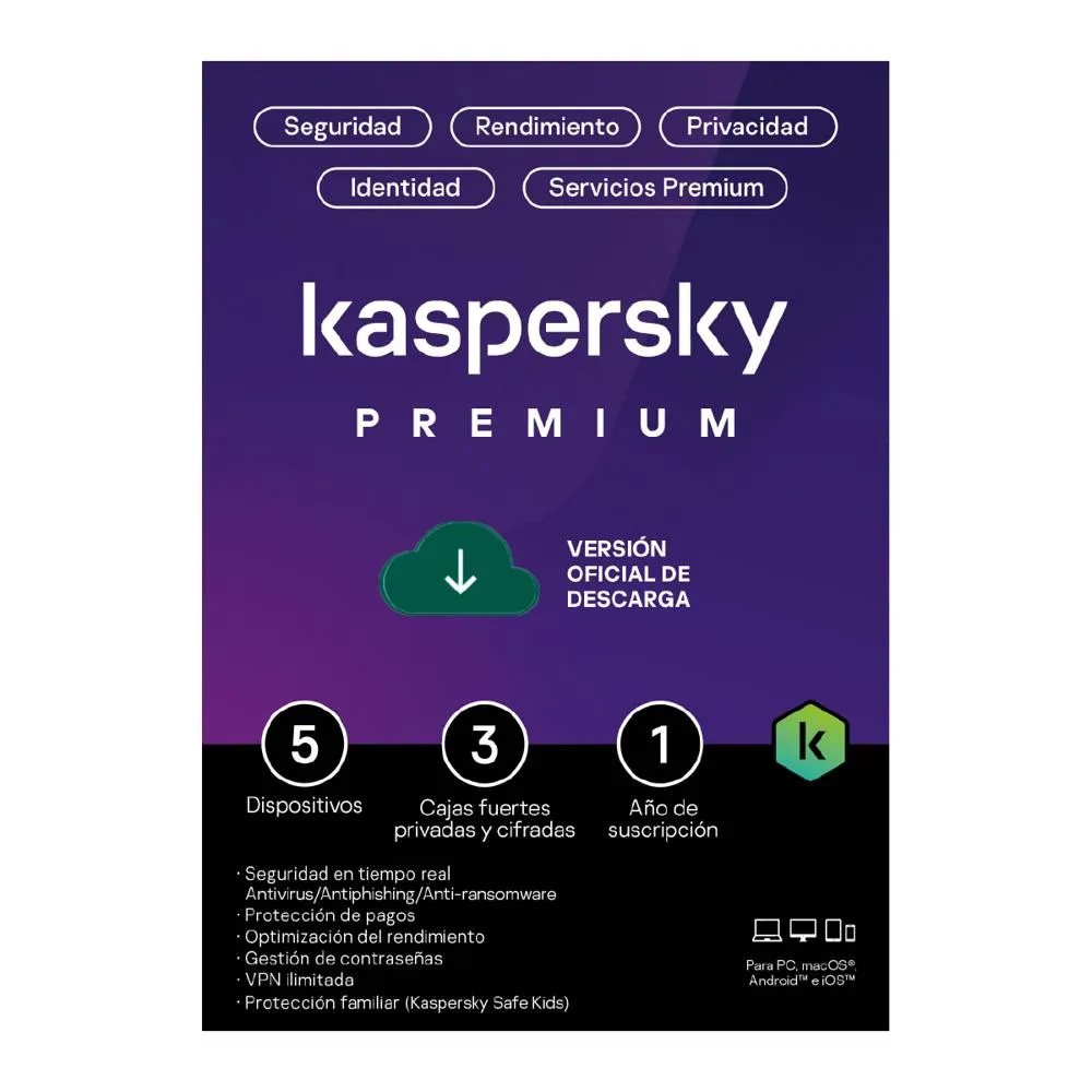 Kaspersky PREMIUM ESD 5 Dispositivo 12 Meses Base
