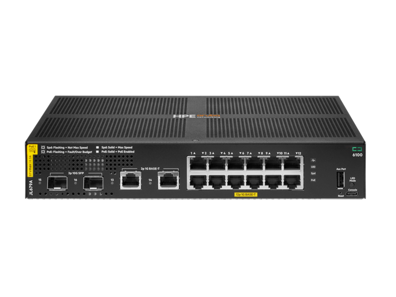 SWITCHING & ROUTING Switches ARUBA JL679A Aruba 6100 12G Class4 PoE 2G/2SFP+ 139W Switch