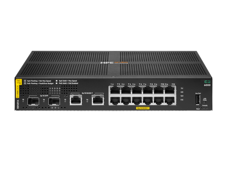 SWITCHING & ROUTING Switches ARUBA R8N89A Aruba 6000 12G Class4 PoE 2G/2SFP 139W Switch